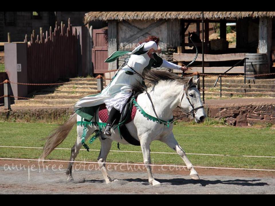 Leah Sharp and Breo competing at Mounted Archery in their LightRider bitless bridle.